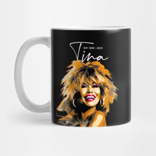 Tina Turner: The Queen of Rock, RIP 1939 - 2023 on a Dark Background Mug